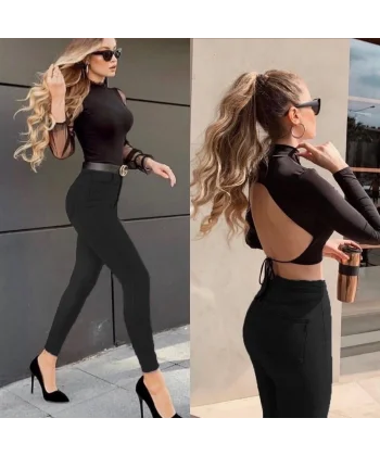 Likralı Yüksek Bel Jean Pantolon