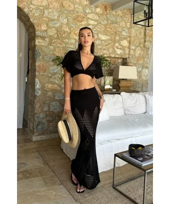 Lindsey Kroşe Crop Takım 9847