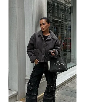 Lolita Uzun Kollu Süet Ceket 6115