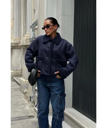 Lolita Uzun Kollu Süet Ceket 6115