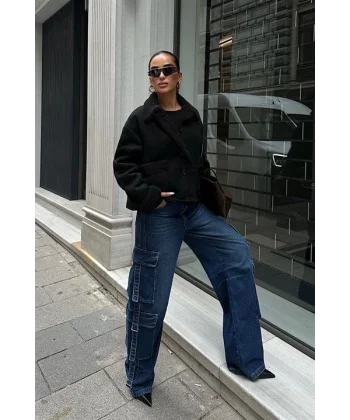 Lolita Uzun Kollu Süet Ceket 6115