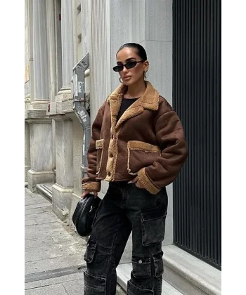 Lolita Uzun Kollu Süet Ceket 6115