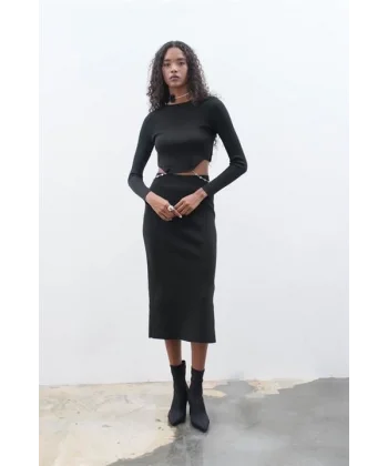 Maje Sırt Zincir Detay Etek Bluz Takım 9884