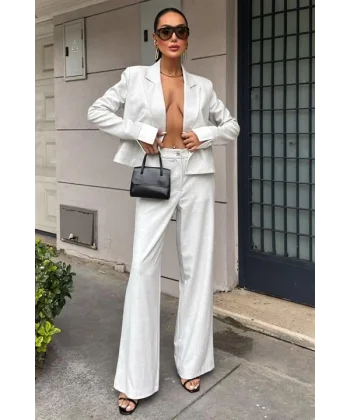 Manşetleri Garnili Kruvaze Ceketli Takım 10168