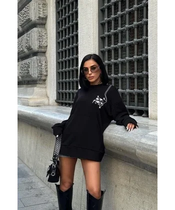 Marison Çiçek Nakışlı Sweatshirt 8050 -08