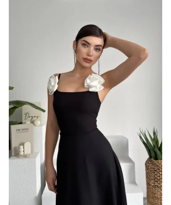 Matilda Gül İp Askılı Elbise