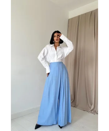 Mavi Çilek Kumaş Pantolon