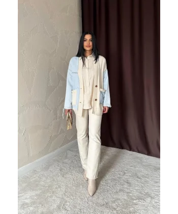 Mavi Garnili Kot Hırka