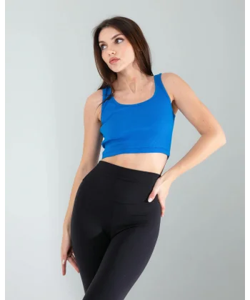 Mavi Kalın Askılı Fitilli Crop