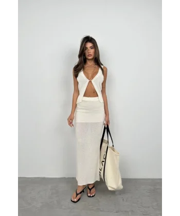 Maxi Boy Dokulu Etek