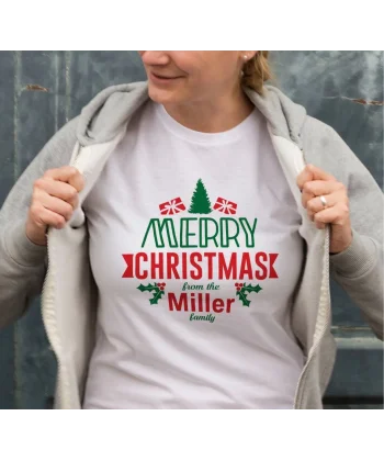 MERRY CHRISTMAS From The Miller Baskılı T-shirt - Beyaz