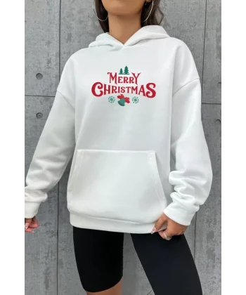 Merry Chrıstmas Sweatshirt & Hodie - Beyaz