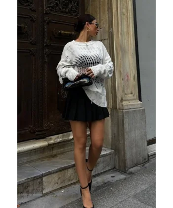 Mihaela Oversize Ajurlu Kazak1216-02