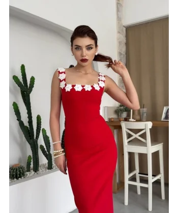 Mıng Çiçek Detaylı Elbise