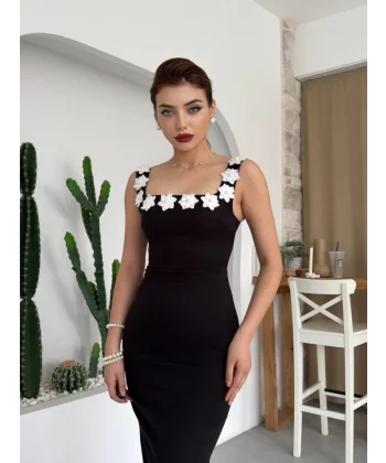 Mıng Çiçek Detaylı Elbise