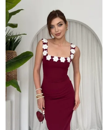 Mıng Çiçek Detaylı Elbise