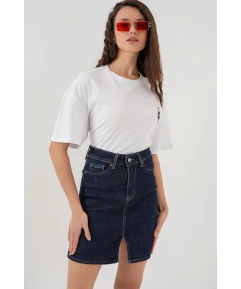 Mini Kot Etek 8037  Lacivert