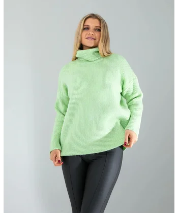 Mint Balıkçı Yaka Salaş Triko Kazak