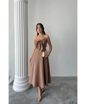 Moccah İnci Askı Detaylı Elbise