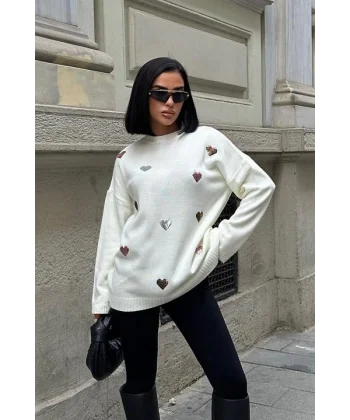 Molly Kalp Desenli Triko Örme Kazak 1339