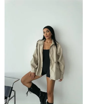 MONT BEL BÜZGÜ BALIKÇI YAKA SOFT KUMAŞ - Taş