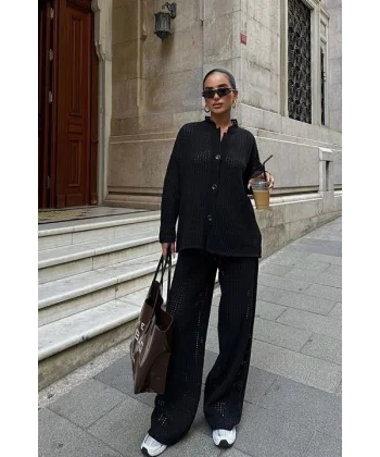 Moon Salaş Kroşe Pantolon Takım 9880