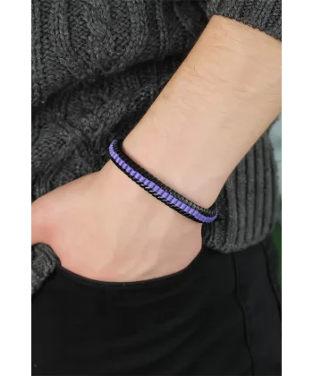 Mor Deri Erkek Bileklik