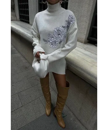 Nakış Detaylı Triko Kazak 1340