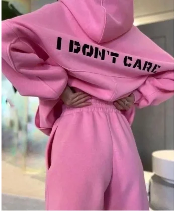 Nakış İşlemeli Üç İplik weat Takım Pembe