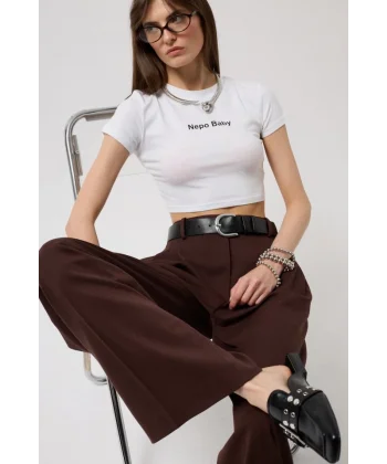 Nepo Baskılı Crop T-Shirt