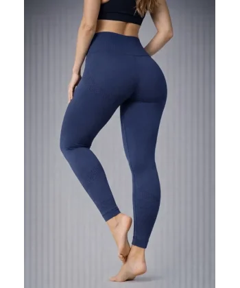 Nonofit Yüksek Bel Full Extra Toparlayıcı Likralı Ön Arka Ve Bilek Desenli Tayt - Lacivert