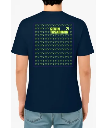 Ön Arka Oversize T-shirt 24/1 Düz - Lacivert