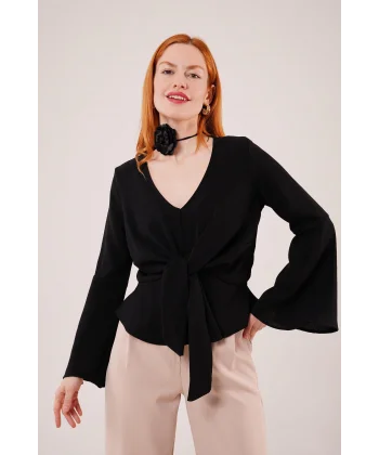 Ön Bağlamalı Volan Kol iyah Bluz