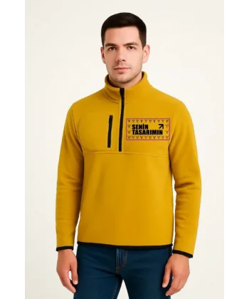 Ön Polar Kazak Dik Yaka - Sarı