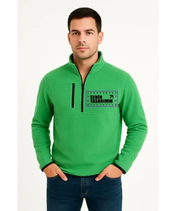 Ön Polar Kazak Dik Yaka - Yeşil