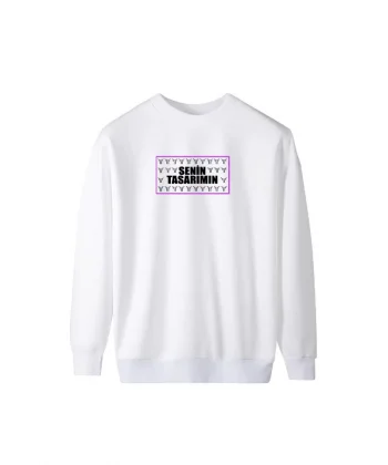 Ön Üç İplik Biskilet Yaka Sweatshirt - Beyaz