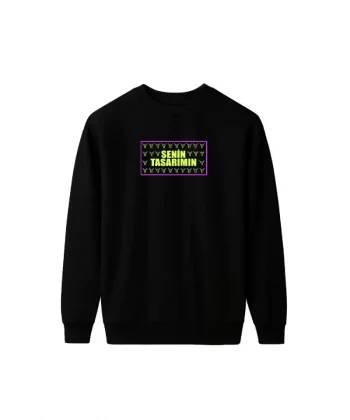 Ön Üç İplik Biskilet Yaka Sweatshirt- Siyah