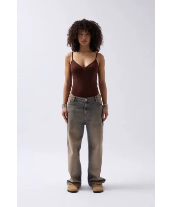 Önü Büzgülü Askılı Bodysuit