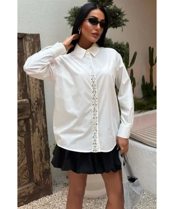 Önü Şerit Taşlı Gömlek 3448