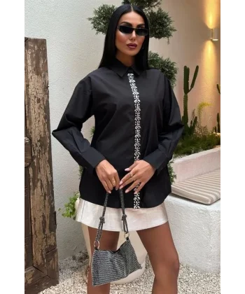 Önü Şerit Taşlı Gömlek 3448