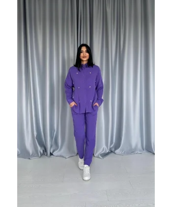 or 3 Taş otifli Gömlek Ve Pantolon Takım