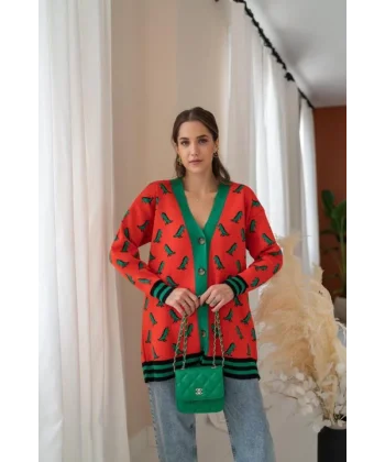 Oranj Desenli Hırka