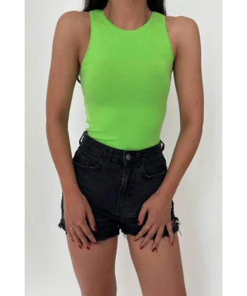 Örme Bisiklet Yaka Atlet - Fıstık Yeşili