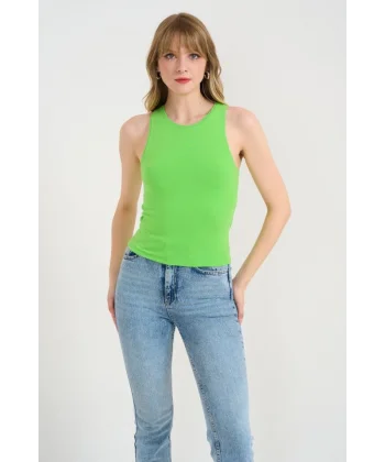 Örme Bisiklet Yaka Atlet - Yeşil