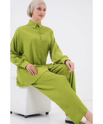 Örme Tesettür Alt Üst Takım 6711 - E.Yeşil