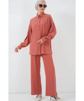 Örme Tesettür Alt Üst Takım 6711 - Gül Kurusu