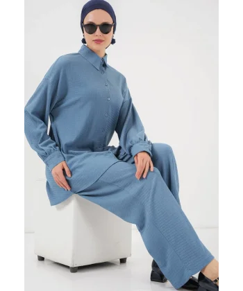 Örme Tesettür Alt Üst Takım 6711 - İndigo