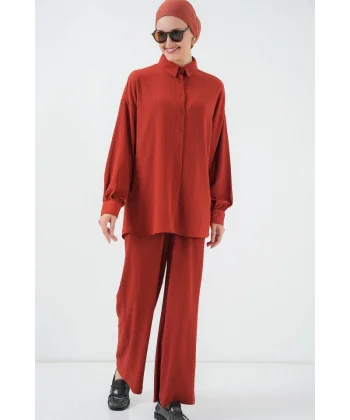 Örme Tesettür Alt Üst Takım 6711 - Kiremit