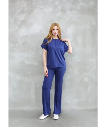 Osy Modal Yumuşak dokulu Kumaş Bisiklet Yaka Kısa Kollu Takım - Lacivert