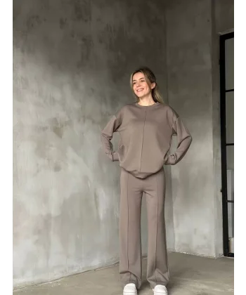 Osy Modal Yumuşak dokulu Kumaş Bisiklet Yaka Takım- Gri